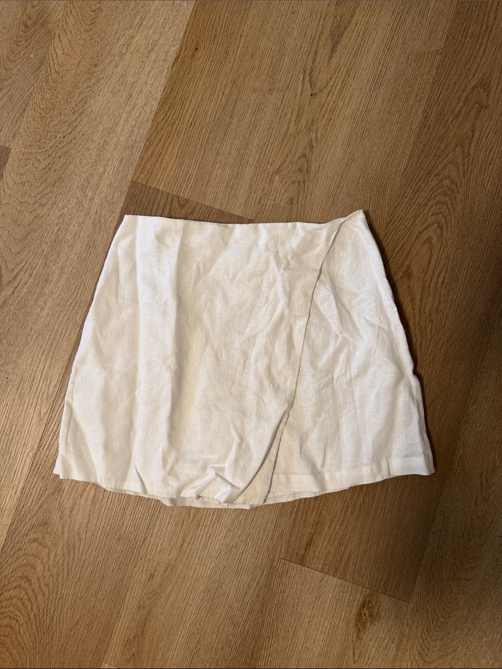 Quince White Wrap-Front Mini Skirt